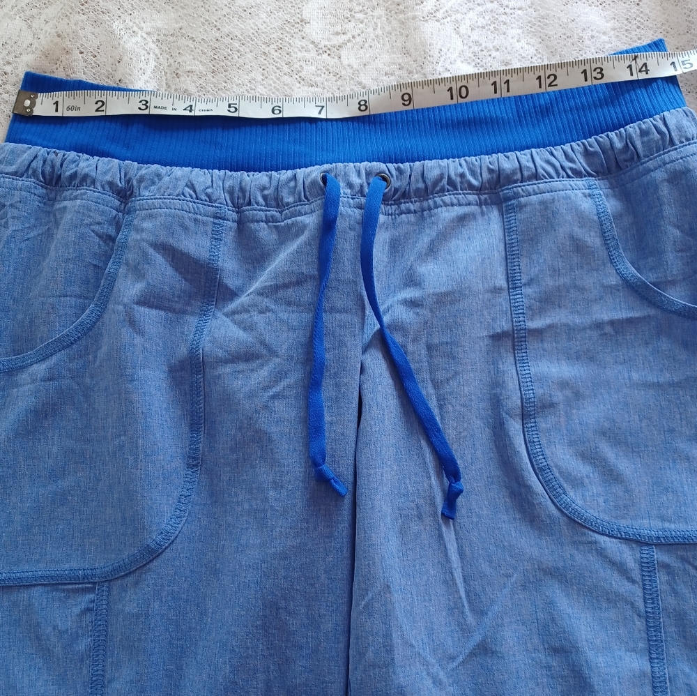 ATHLETA ALLEGRO CAPRI PANTS W/CINCHABLE LEGS SIZE 8 STYLE #405068 HEATHER BLUE - Picture 12 of 16